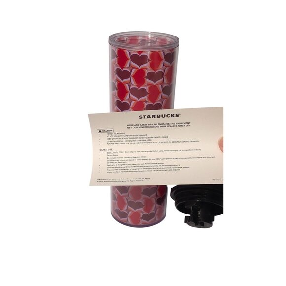 Starbucks Valentines Day Red & Pink Hearts 16 Oz / 473 Ml Tumbler With Lid - Picture 5 of 7